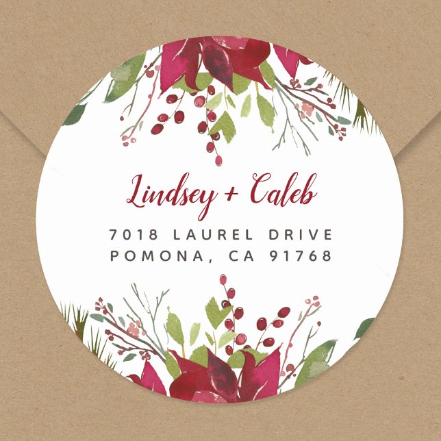 Weihnachtsgrün Weihnachten Rücksendeadresse Runder Aufkleber (Von Creator hochgeladen)