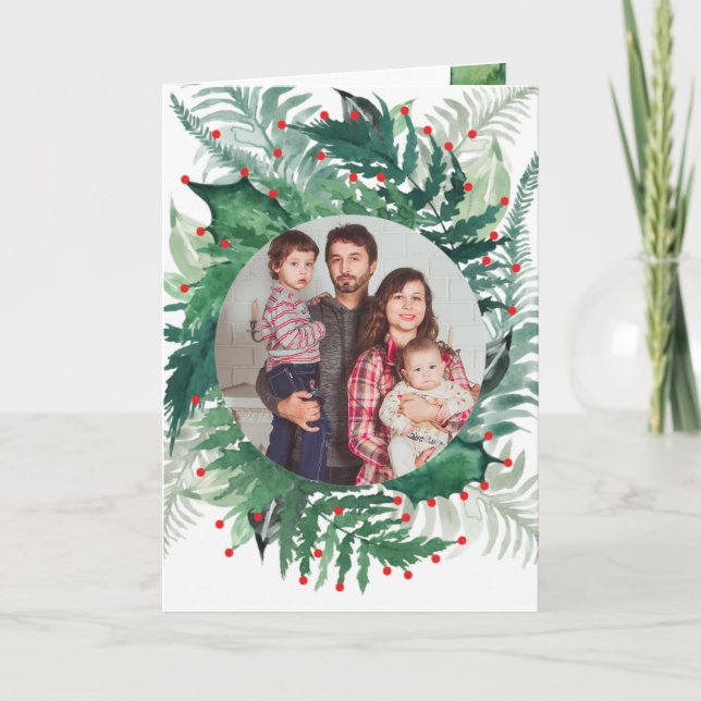 Weihnachtsgrün Weihnachtsgrün Weihnachtskarte Feiertagskarte (Vorderseite)