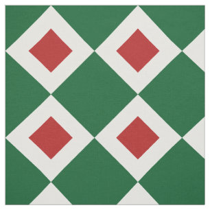 Weihnachtsgrün, Weiß, rotes Diamant-Muster-Gewebe Stoff