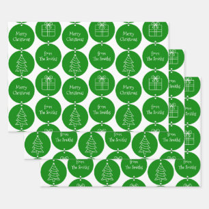 Weihnachtsgrüne Kreise Kundenname Geschenkpapier Set