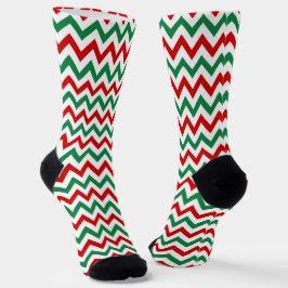 Weihnachtsgrüne und rote Chevron-Druck-Socken Socken