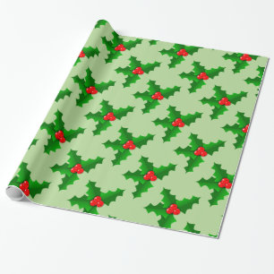 Weihnachtsgrüne und rote Stechpalme Thunder_Cove Geschenkpapier