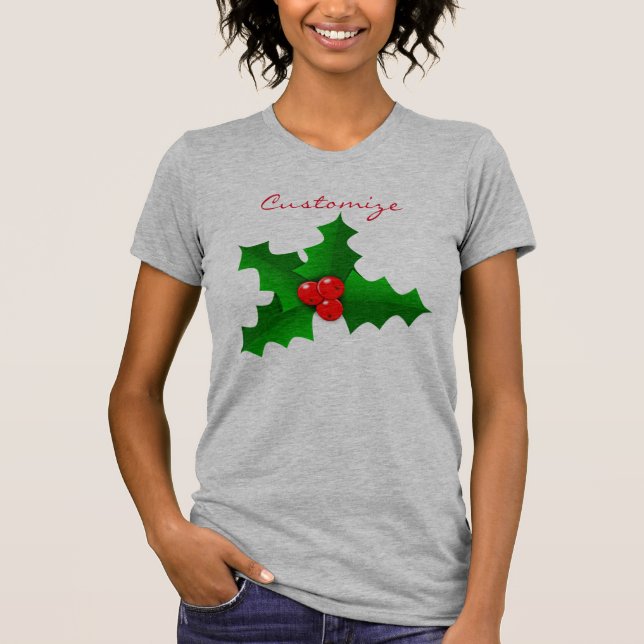 Weihnachtsgrüne und rote Stechpalme Thunder_Cove T-Shirt (Vorderseite)