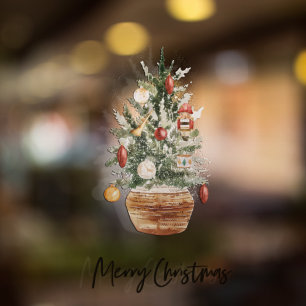 Weihnachtsgrüner Baum Frohe Weihnachten Fensteraufkleber
