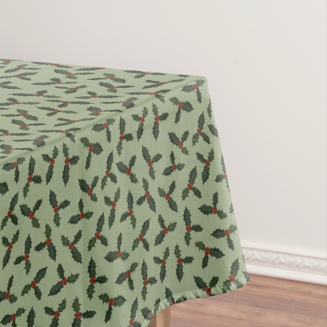 weihnachtsgrünes Stechpalmenmuster Tischdecke (Beispiel)