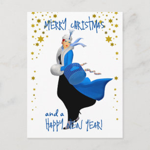 Weihnachtsgruß der Vintage-Christmas-Lady Postkarte