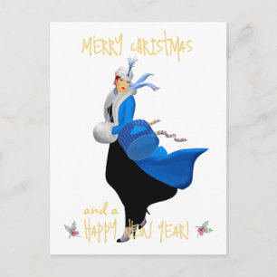Weihnachtsgruß der Vintage-Christmas-Lady Postkarte