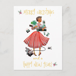 Weihnachtsgruß der Vintage-Christmas-Lady Postkarte