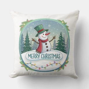 Weihnachtsgruß des Schneemanns Kissen