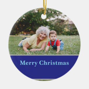Weihnachtsgruß und Foto mit Rentier-Silhouette Keramik Ornament