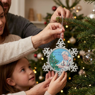 Weihnachtsgruß von NANNY/GRAMMY handgemalt Schneeflocken Zinn-Ornament
