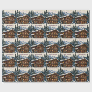 Weihnachtsgrüße Alpen-Winter Chalet Schnee  Geschenkpapier