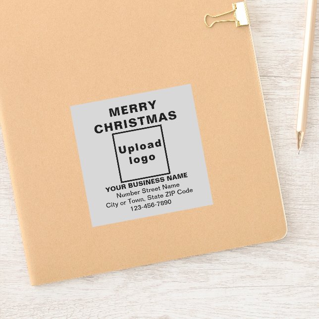 Weihnachtsgrüße auf dem Gray Square Vinyl Aufkleber (Notizbuch)