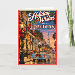 Weihnachtsgrüße aus Charleston SC Retro-Weihnachte Karte