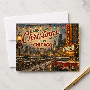 Weihnachtsgrüße aus Chicagos Skyline Feiertagskarte