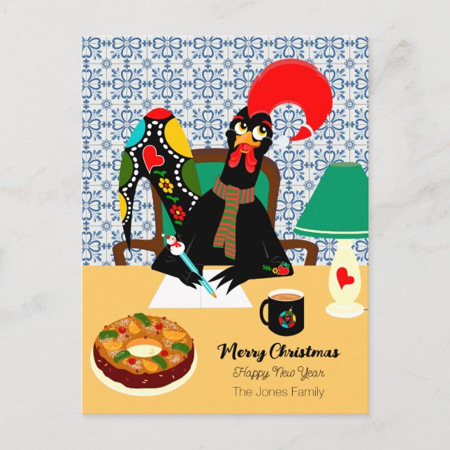 Weihnachtsgrüße aus dem portugiesischen Rooster Postkarte (Vorderseite)