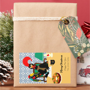 Weihnachtsgrüße aus dem portugiesischen Rooster Rechteckiger Aufkleber