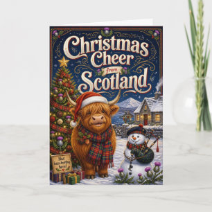 Weihnachtsgrüße aus Schottland Highland-Kuh-Karte Karte