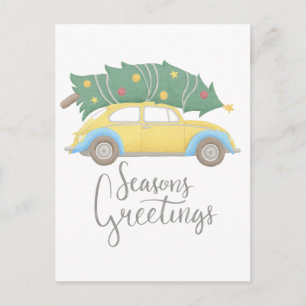 Weihnachtsgrüße Auto & Baum Feiertagspostkarte