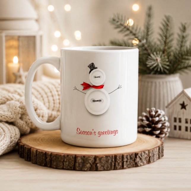 Weihnachtsgrüße-Button-Schneemann-Urlaubstasse Kaffeetasse (Von Creator hochgeladen)