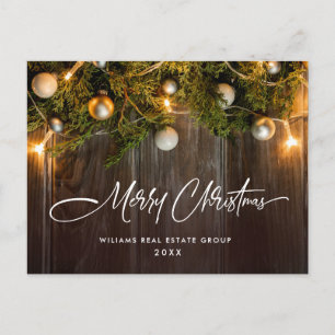 Weihnachtsgrüße der Firma mit Pinienzapfen Postkarte