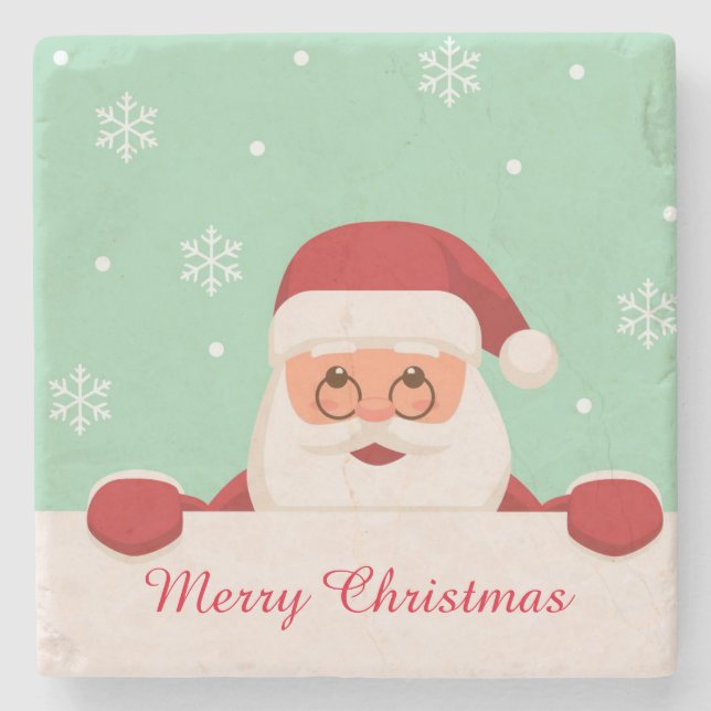Weihnachtsgrüße des Weihnachtsmanns Steinuntersetzer (Vorderseite)
