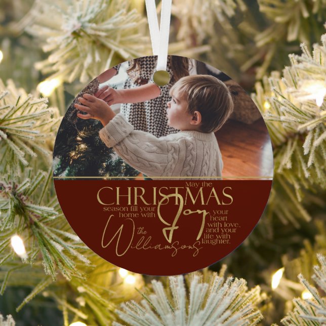 Weihnachtsgrüße Einzigartiges Foto Weihnachtskarte Ornament Aus Metall (InSitu)
