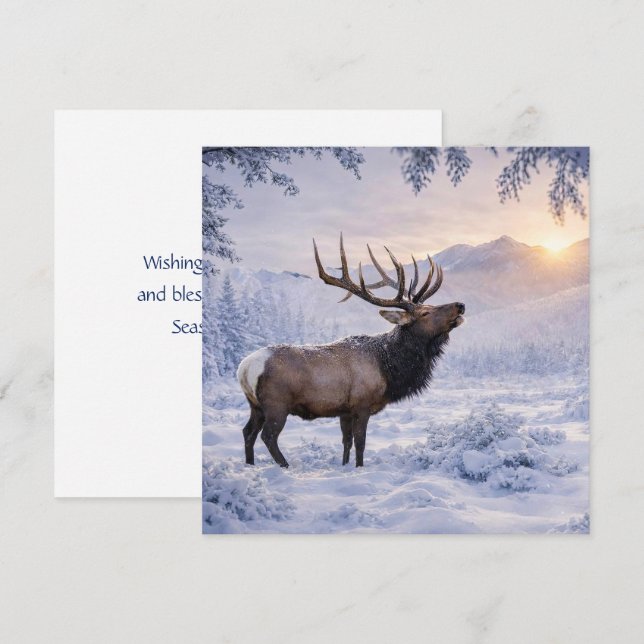 Weihnachtsgrüße Elch im Schnee (Vorne/Hinten)