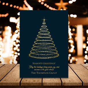 Weihnachtsgrüße Firmen Goldener Weihnachtsbaum Postkarte