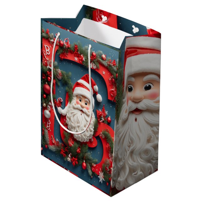 Weihnachtsgrüße - Full HD gedrucktes Weihnachtsges Mittlere Geschenktüte (Rückseite Schrägansicht)