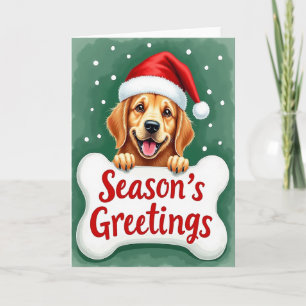 Weihnachtsgrüße Golden Retriever Hundeknochen Kart Karte