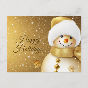 Weihnachtsgrüße Golden Snowman Feiertage Postkarte