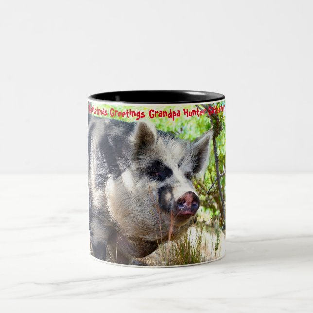 Weihnachtsgrüße Grandpa Hunter Gatherer Zweifarbige Tasse (Mittel)