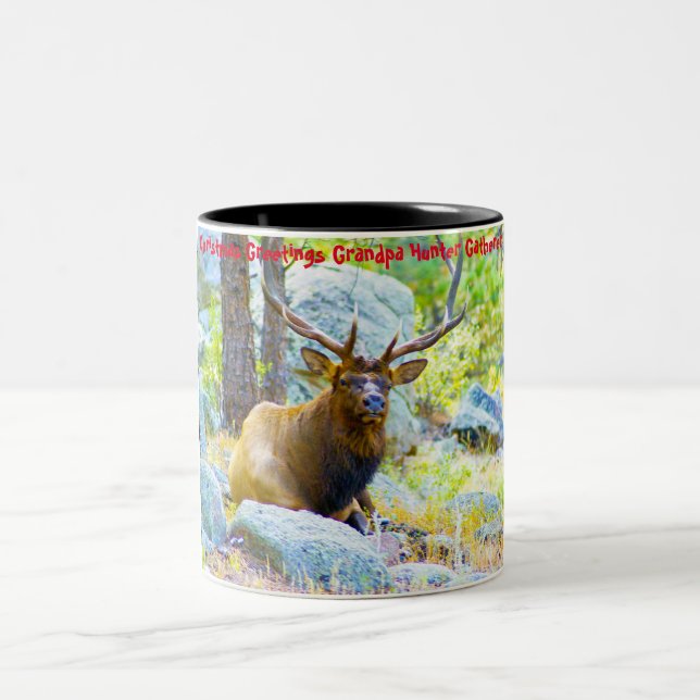 Weihnachtsgrüße Grandpa Hunter Gatherer Zweifarbige Tasse (Mittel)
