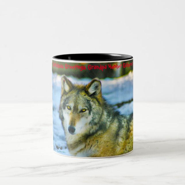 Weihnachtsgrüße Grandpa Hunter Gatherer Zweifarbige Tasse (Mittel)