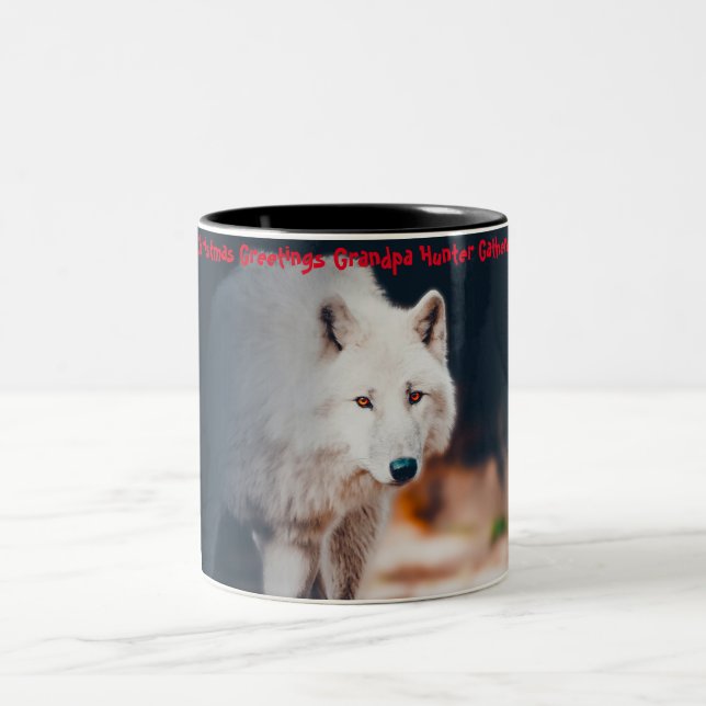 Weihnachtsgrüße Grandpa Hunter Gatherer Zweifarbige Tasse (Mittel)