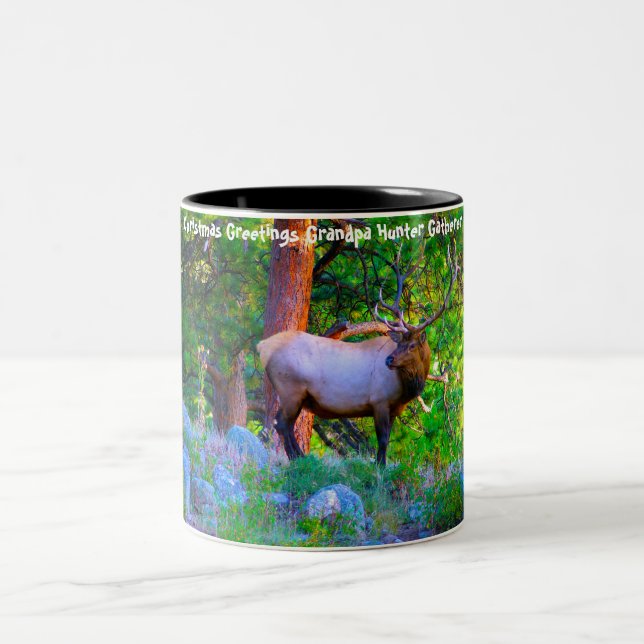 Weihnachtsgrüße Grandpa Hunter Gatherer Zweifarbige Tasse (Mittel)