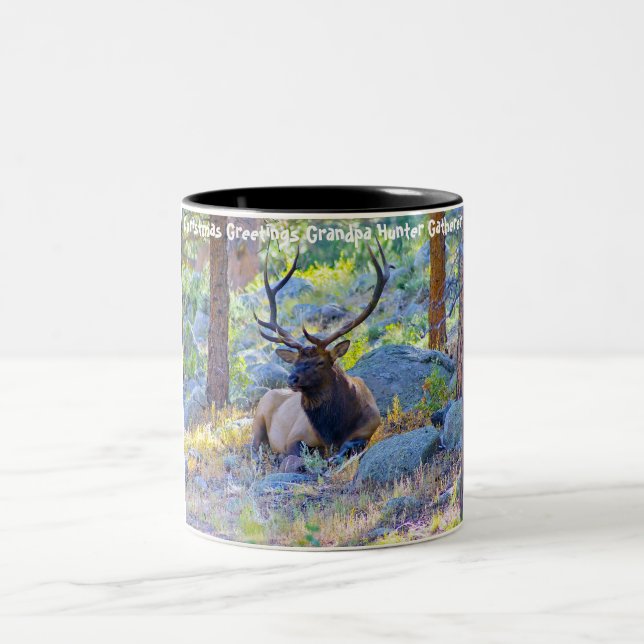 Weihnachtsgrüße Grandpa Hunter Gatherer Zweifarbige Tasse (Mittel)