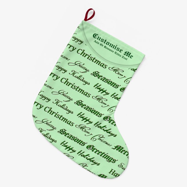 Weihnachtsgrüße (grün) großer weihnachtsstrumpf (Vorderansicht (hängend))