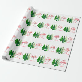 Weihnachtsgrüße, grüne Bäume Umschlagpapier Geschenkpapier