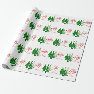 Weihnachtsgrüße, grüne Bäume Umschlagpapier Geschenkpapier