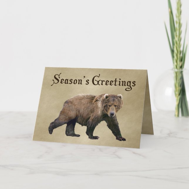 Weihnachtsgrüße - Kodiak Bärenkarte Feiertagskarte (Vorderseite)