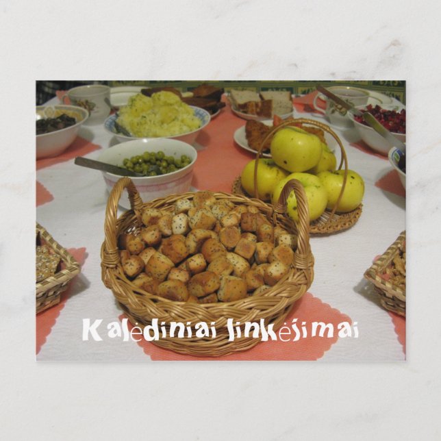 Weihnachtsgrüße Litauische Postkarte (Vorderseite)