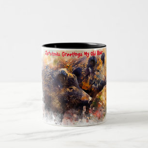 Weihnachtsgrüße Mein alter Bohne Zweifarbige Tasse