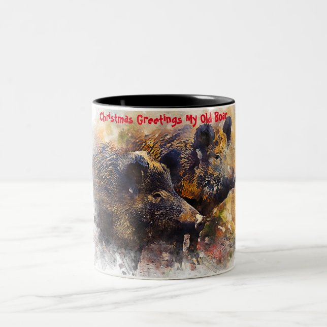 Weihnachtsgrüße Mein alter Bohne Zweifarbige Tasse (Mittel)