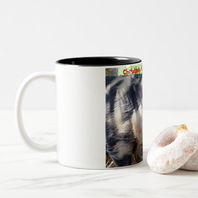Weihnachtsgrüße Mein alter Bohne Zweifarbige Tasse (Mit Donut)