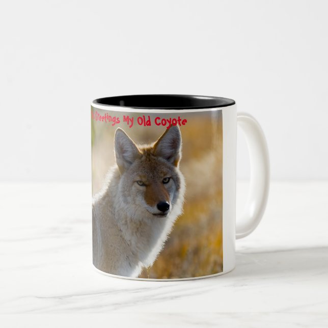 Weihnachtsgrüße Mein altes Coyote Zweifarbige Tasse (VorderseiteRechts)
