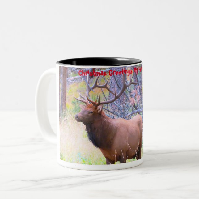 Weihnachtsgrüße Mein Jäger Gatherer Zweifarbige Tasse (Vorderseite Links)