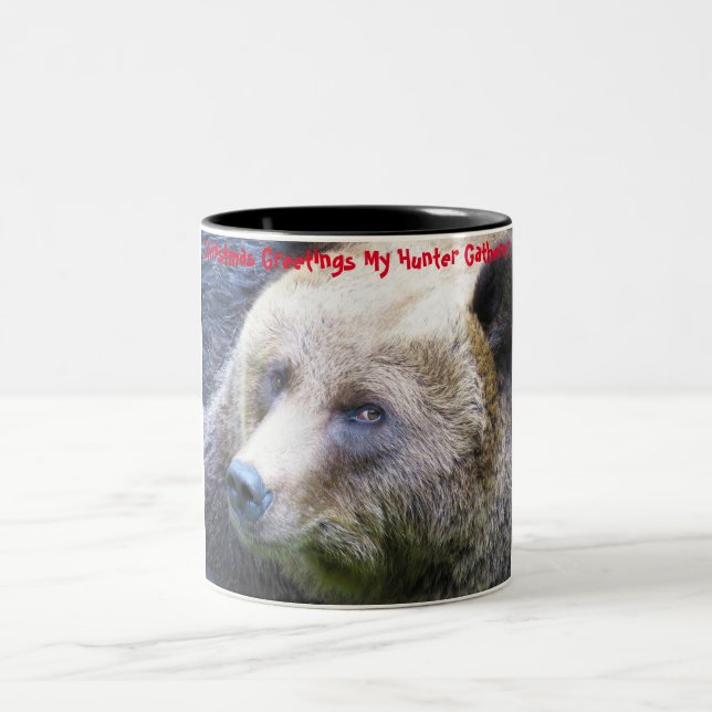 Weihnachtsgrüße Mein Jäger Gatherer Zweifarbige Tasse (Mittel)