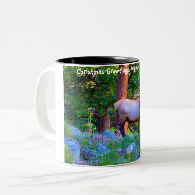 Weihnachtsgrüße Mein Jäger Gatherer Zweifarbige Tasse (Vorderseite Links)
